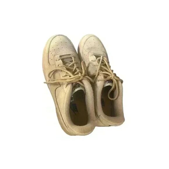 Nike Air Force 1 Tan Suede Sneakers LaceUp Boys 6Y Womens 8 - Picture 9 of 14